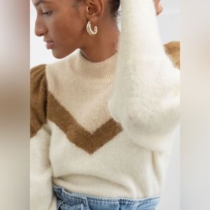& Other Stories Cream and Brown Sweater